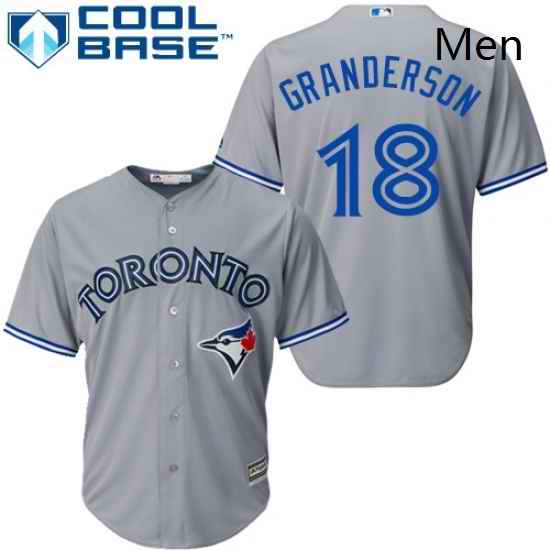 Mens Majestic Toronto Blue Jays 18 Curtis Granderson Replica Grey Road MLB Jersey